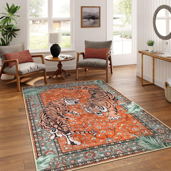 Artistic Tiger Print Area Rug Kalsten