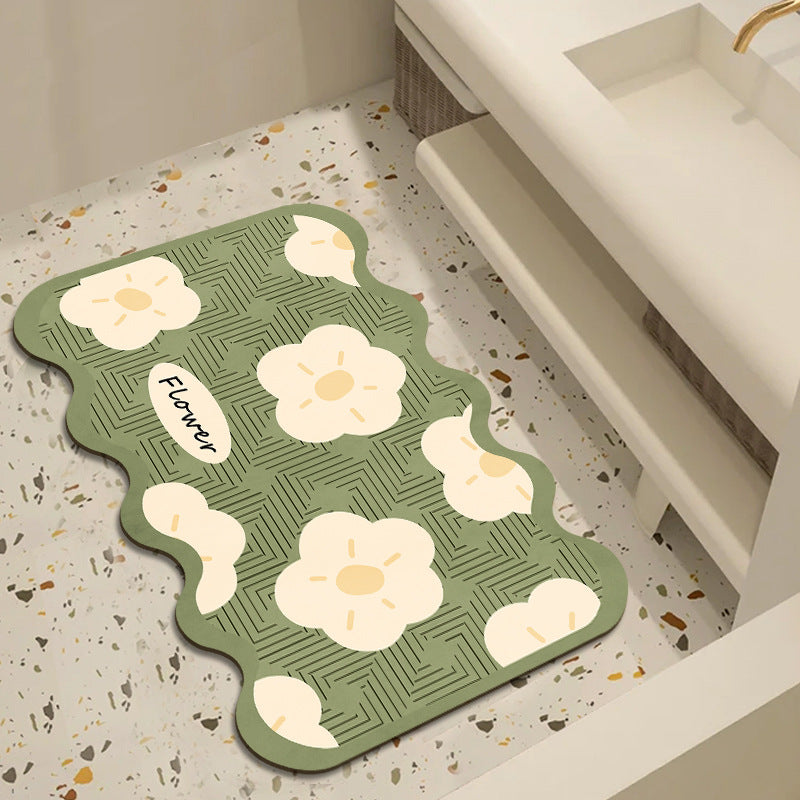 Floral Patterned Bathroom Mat