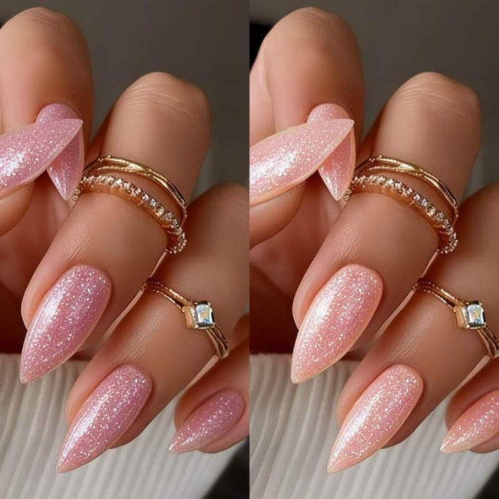 Glittering Almond-Shaped Press-On Nails Set Kalsten