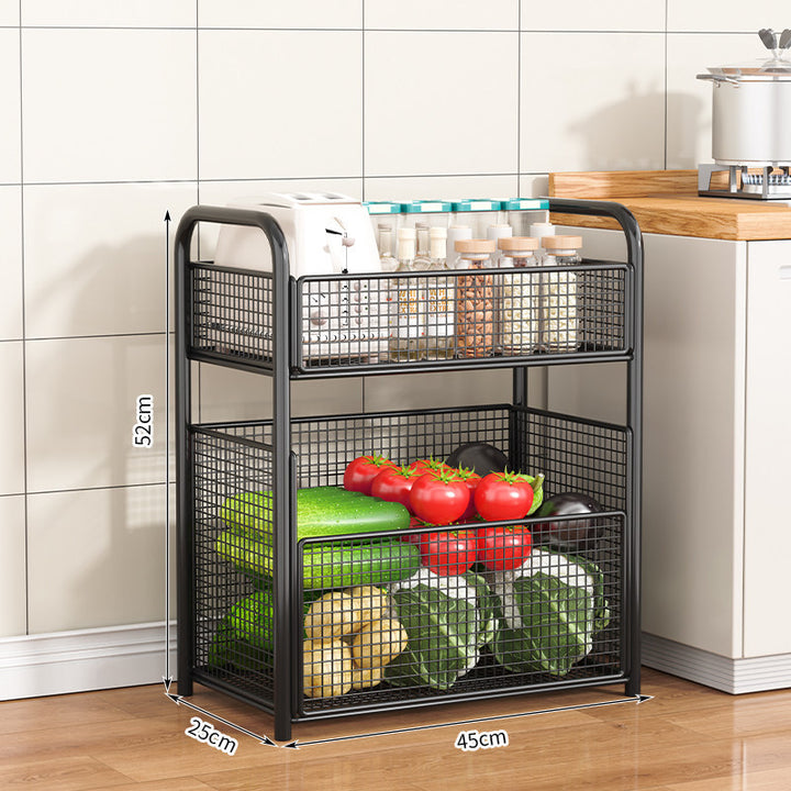 Rolling Kitchen Storage Organizer with Adjustable Mesh Baskets Kalsten