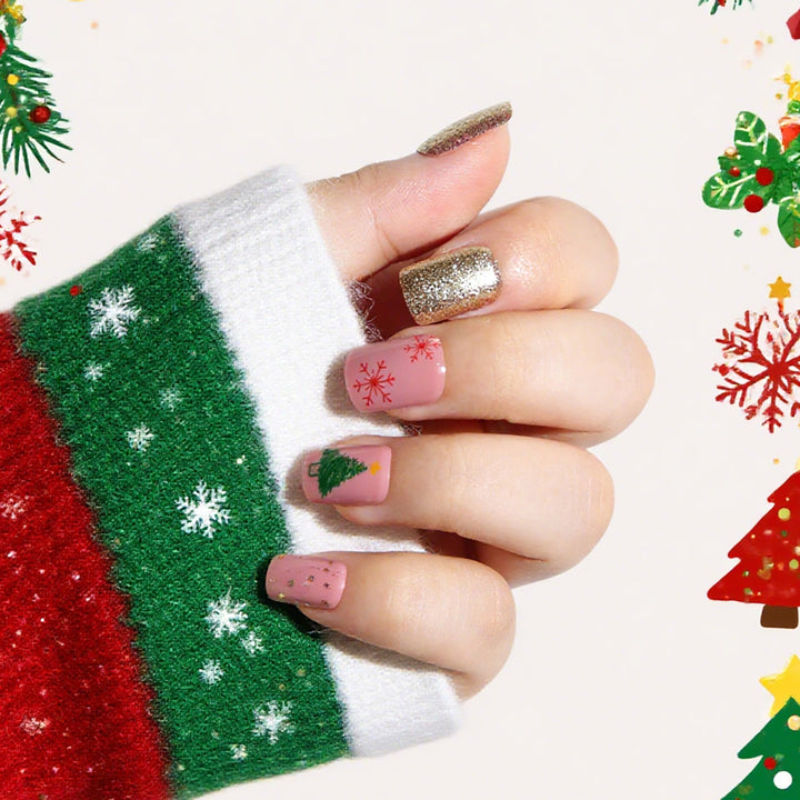 Festive Holiday-Themed Press-On Nail Art Kalsten