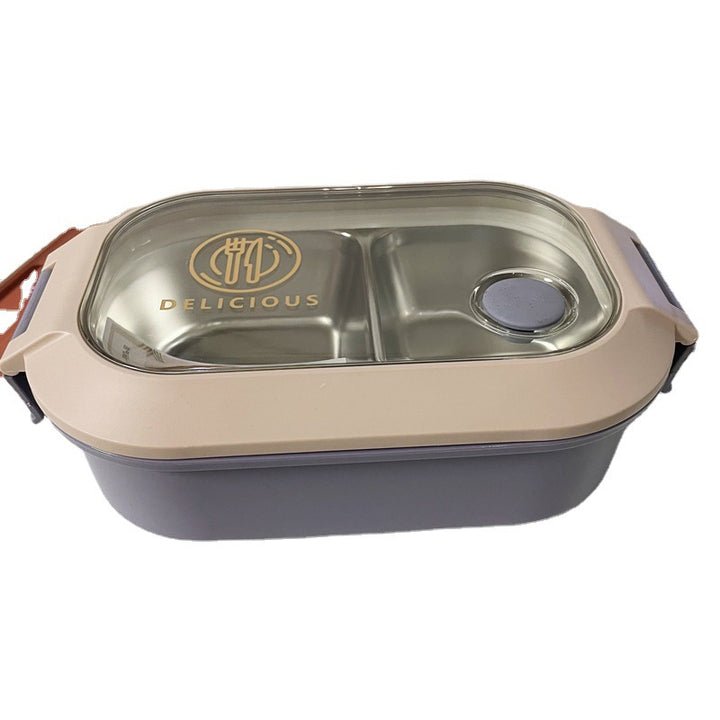 Multi-Compartment Leak-Proof Food Storage Container with Glass Lid