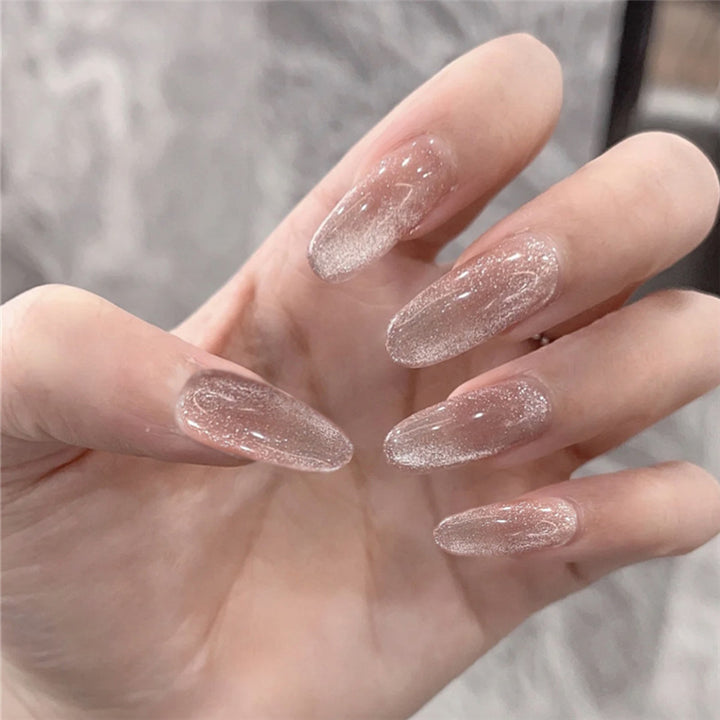 Elegant Glittery Almond-Shaped Press-On Nails