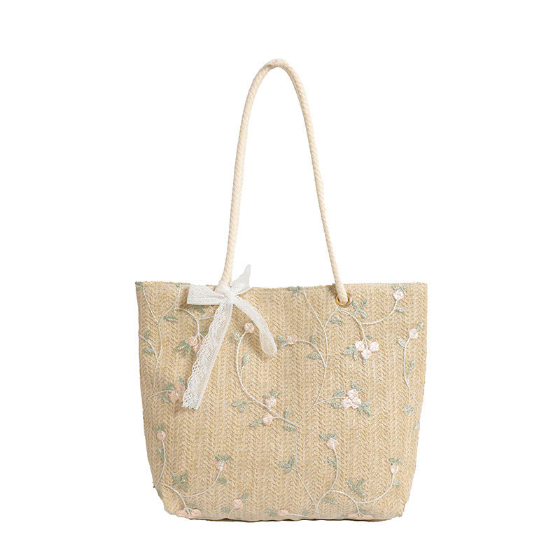 WoEmbroidered Straw Tote Bag Kalsten