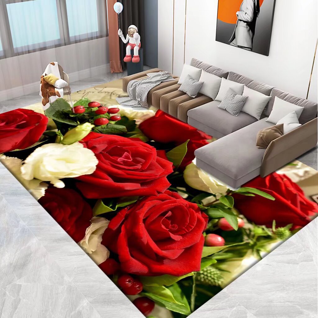 3D Printed Floral Area Rug Kalsten