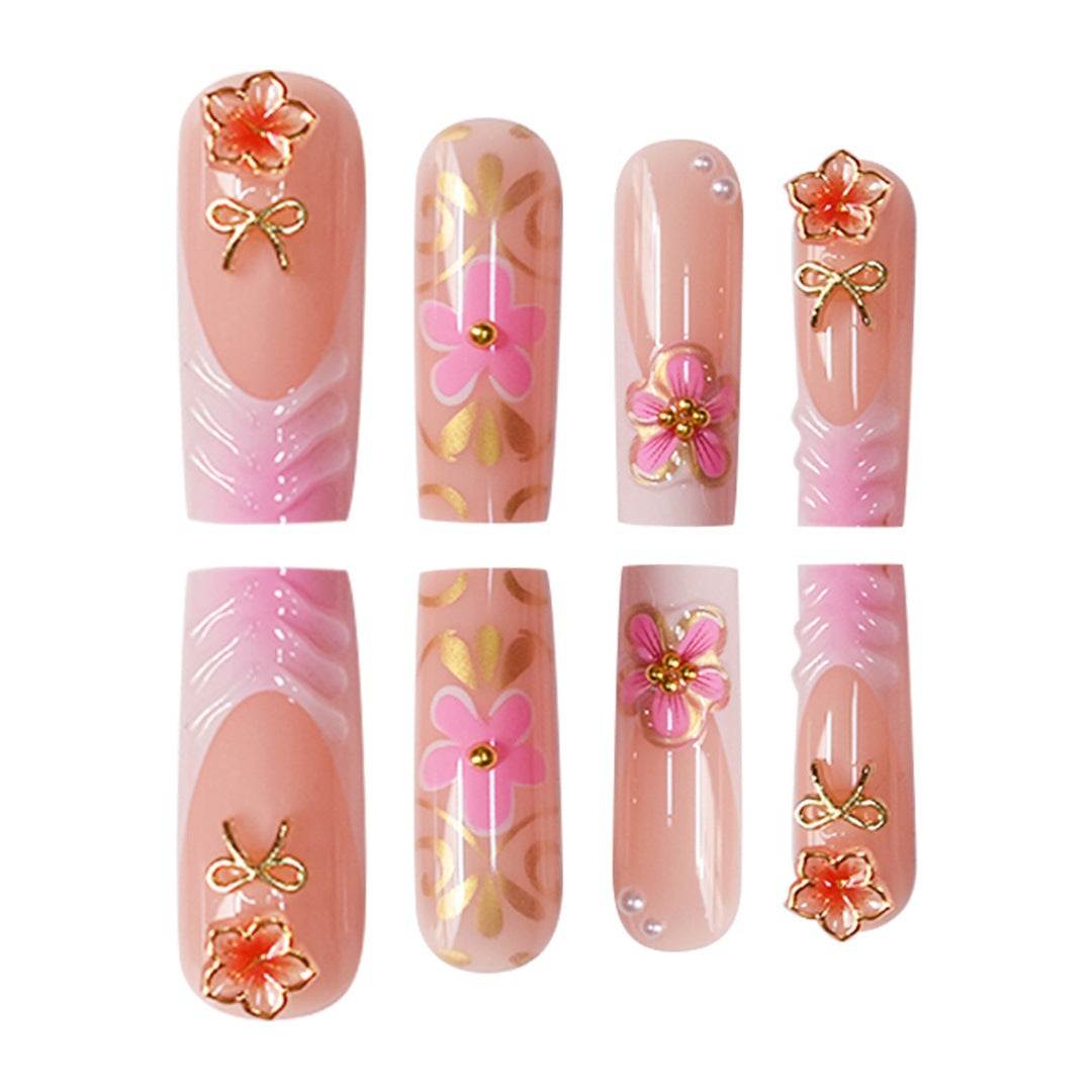 Artistic 3D Floral Press-On Nail Set Kalsten