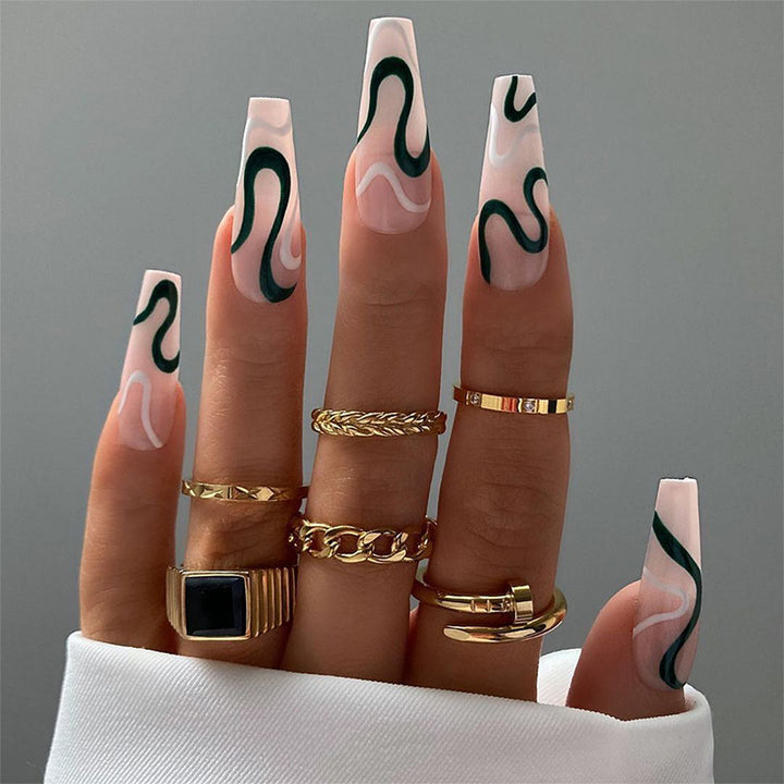 Artifical nails with luxurious wave pattern Kalsten