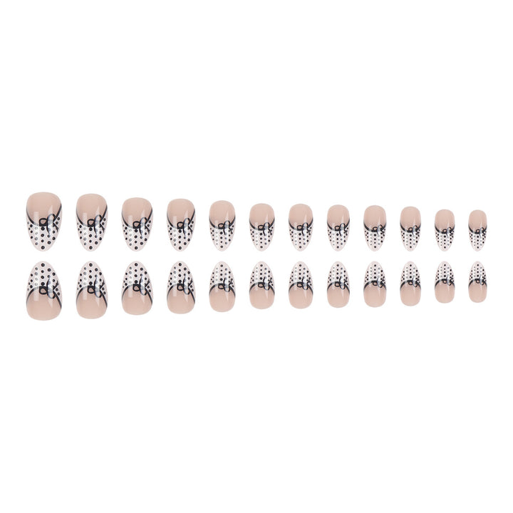 Elegant Stiletto Press-On Nails with Polka Dot Design and Bow Accents Kalsten
