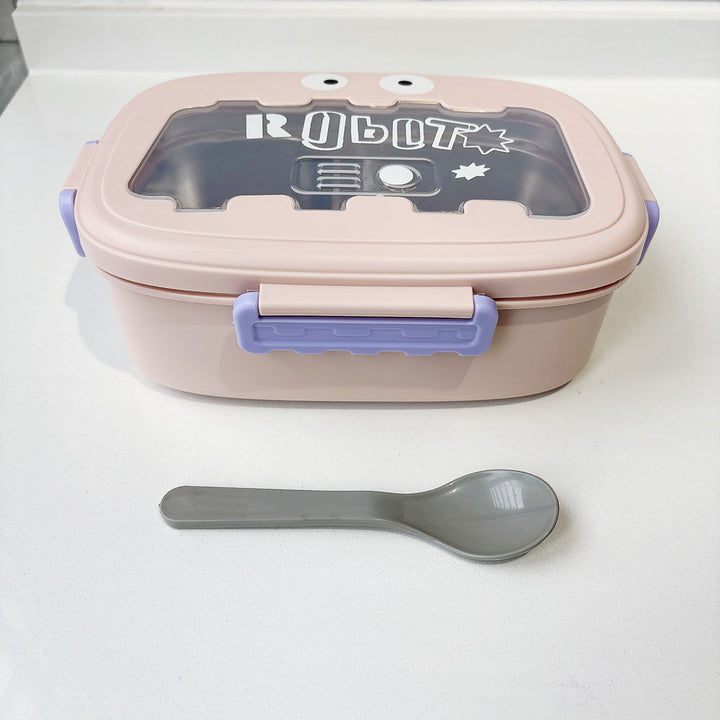 Fun Robot-Themed Lunch Box with Utensils
