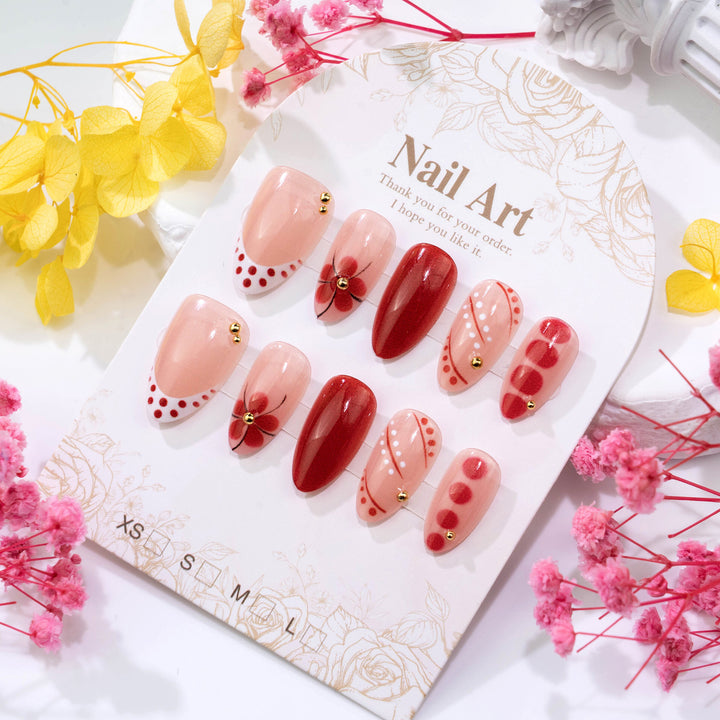 Artfully Designed Floral Press-On Nail Set