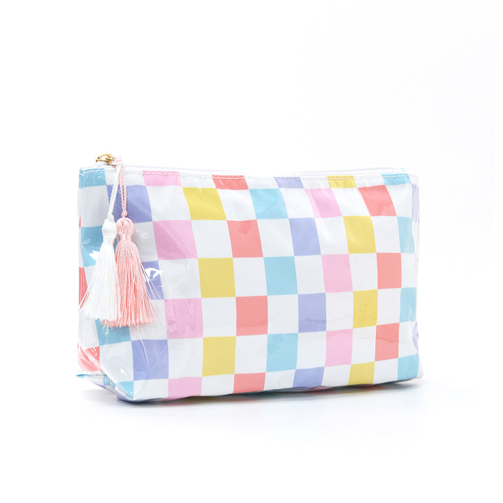Cosmetic pouch with colorful check pattern Kalsten