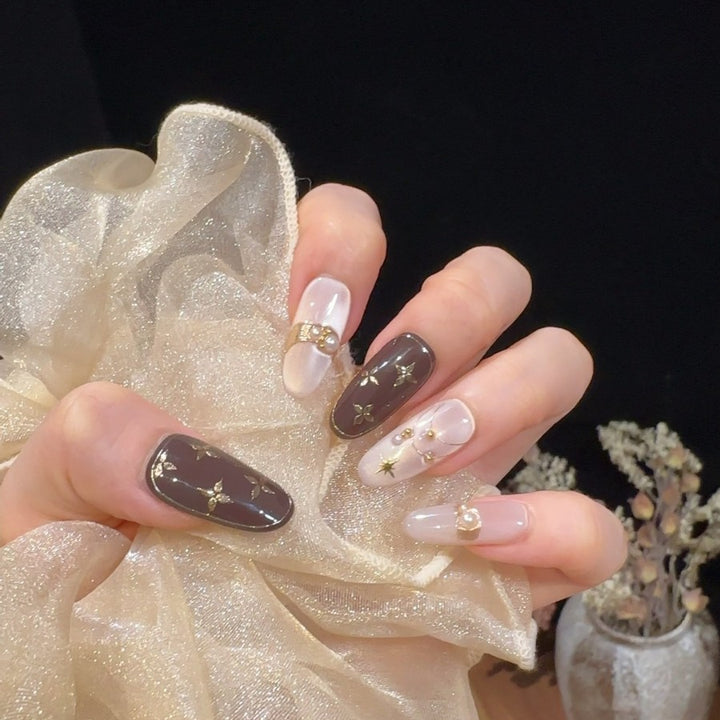 Decorative Press-On Nail Set with Star Accents Kalsten