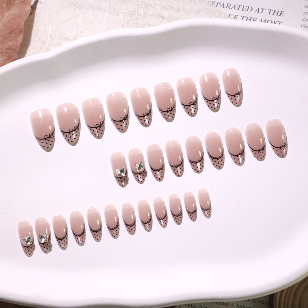 Elegant artificial nails with glitter and French design Kalsten