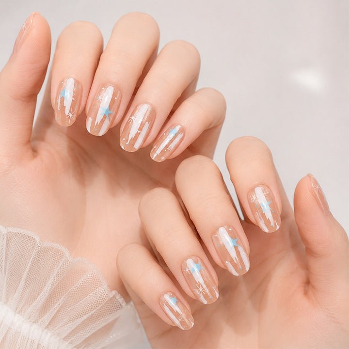 Artistic Press-On Nail Set with Star and Glitter Accents Kalsten 1789389319