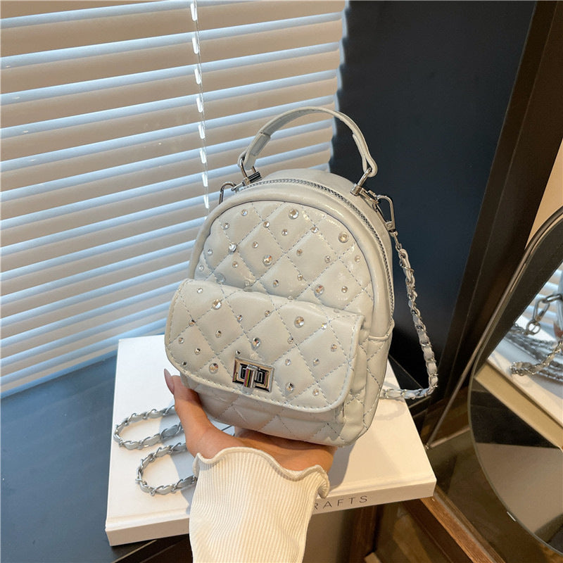 Quilted Mini Backpack with Rhinestone Accents Kalsten