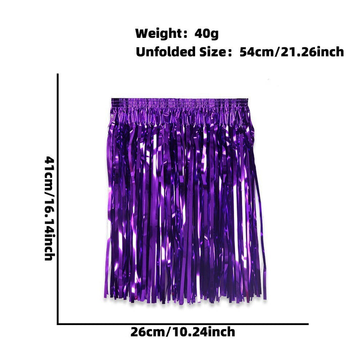 Women's nan metallic foil fringe hula skirt with elastic waistband party costume Kalsten