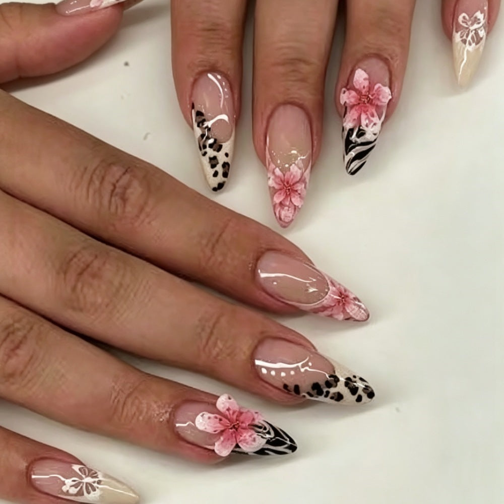 Floral Artistic Stiletto Nail Enhancements
