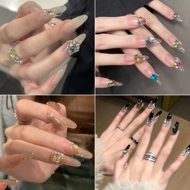 Glamorous Rhinestone-Embellished Press-On Nail Extensions Kalsten