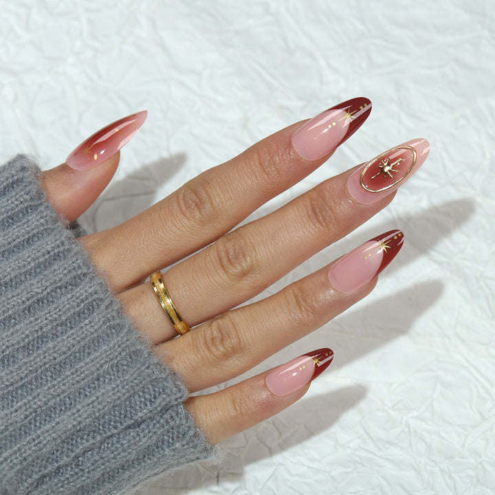 Glamorous Stiletto Press-On Nails with Artistic Designs Kalsten