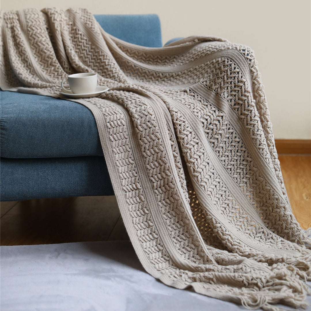 Premium Handcrafted Fringe Throw Blanket Kalsten