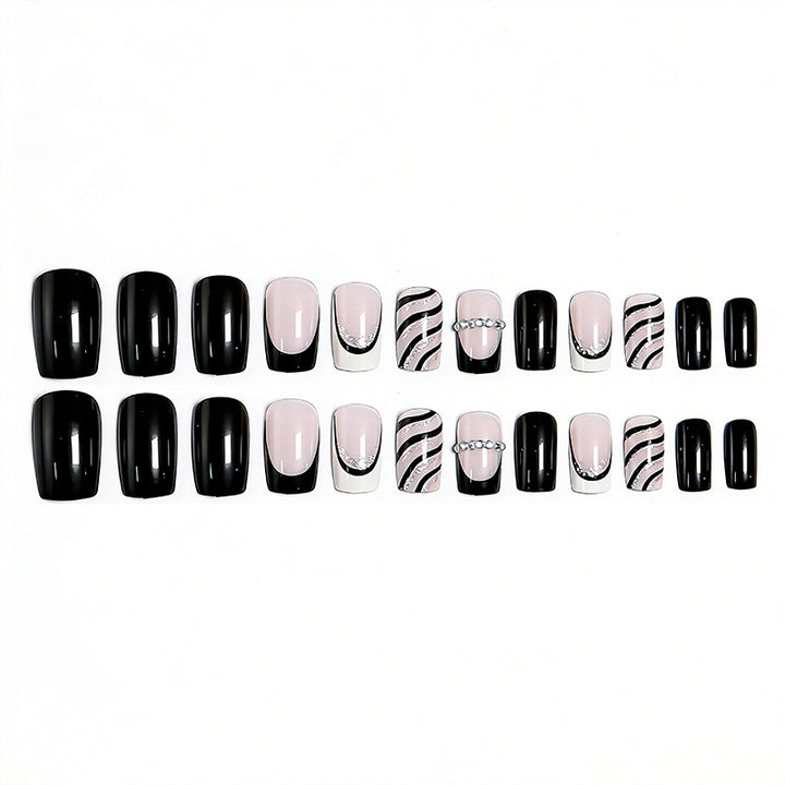 Elegant artificial nails with glitter and stripe accents Kalsten