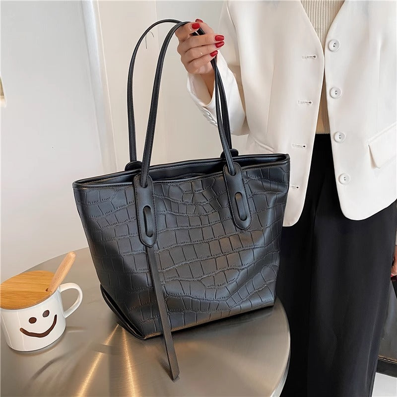 Modern Crocodile-Embossed Tote Bag Kalsten