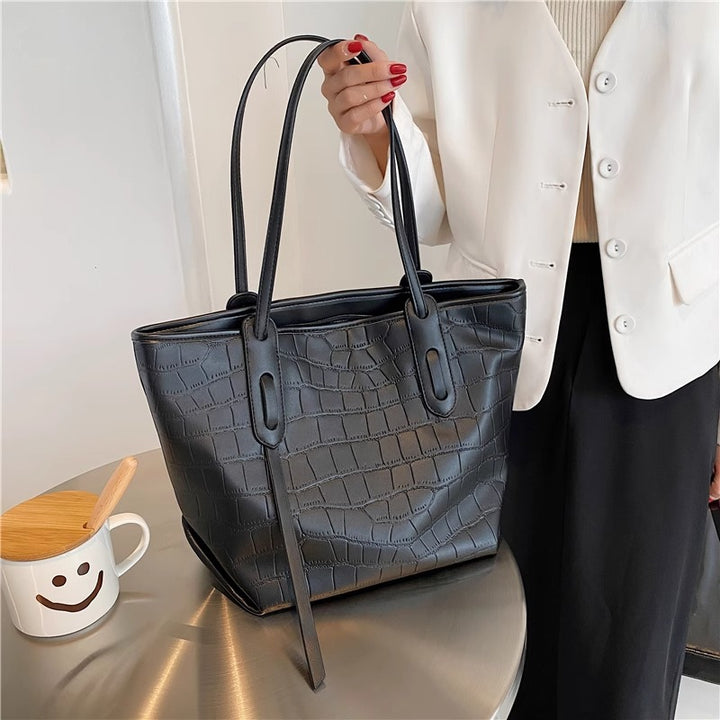 Modern Crocodile-Embossed Tote Bag Kalsten