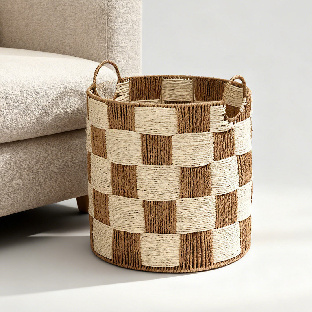 Handcrafted storage basket with carry handles Kalsten