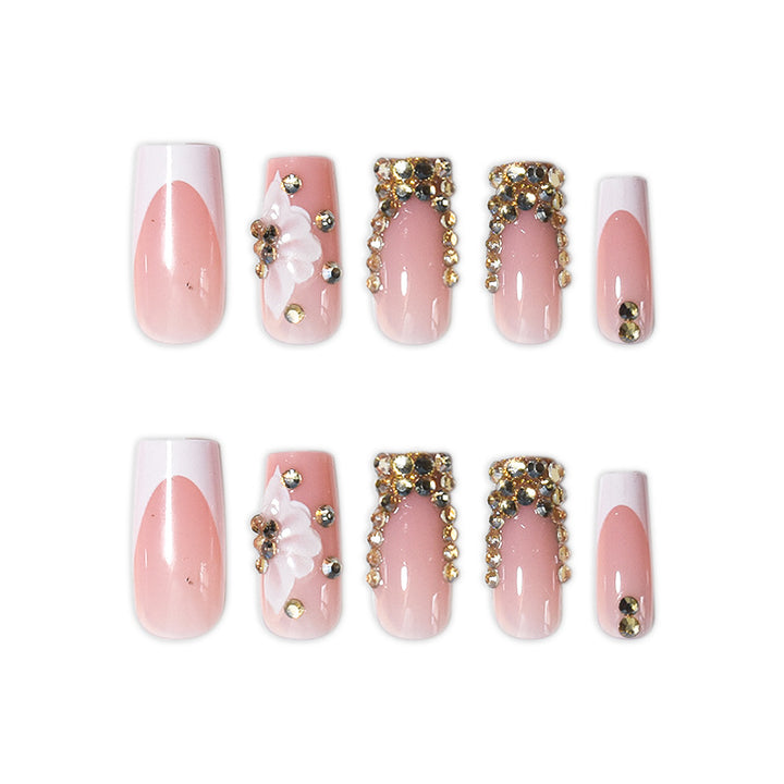 Luxurious Rhinestone Embellished Nail Extensions Kalsten