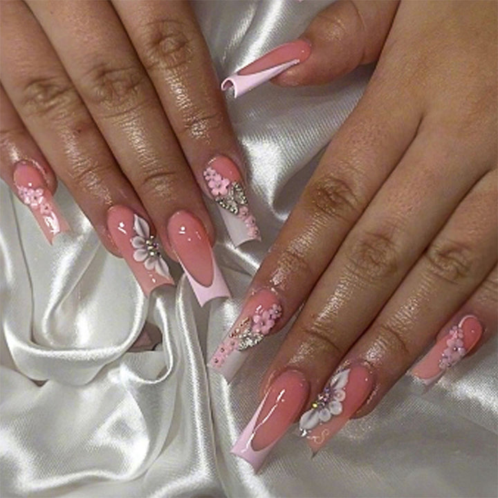 Floral Embellished Press-On Nails Set Kalsten