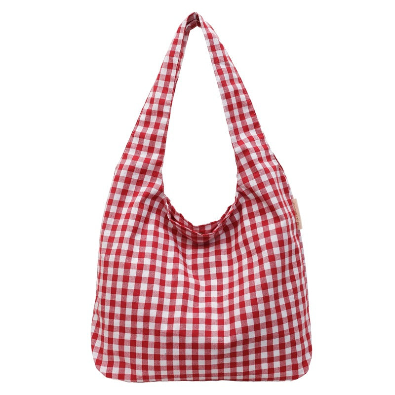 Gingham Patterned Hobo Bag