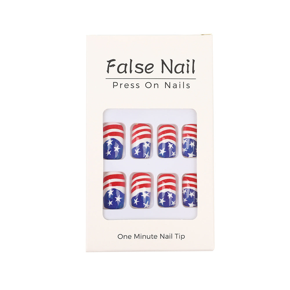 Artificial nails in patriotic Stars and Stripes design Kalsten