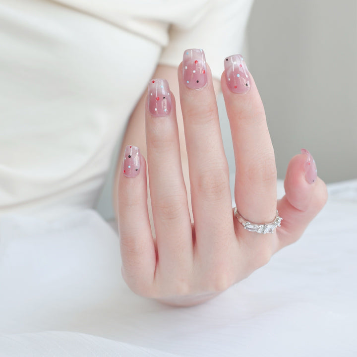 Artistic Press-On Nail Set with Playful Dots