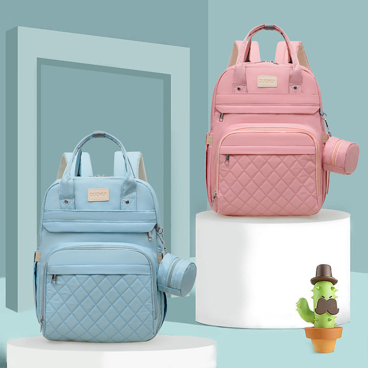 Versatile Quilted Backpack with Handy Side Pouch Kalsten