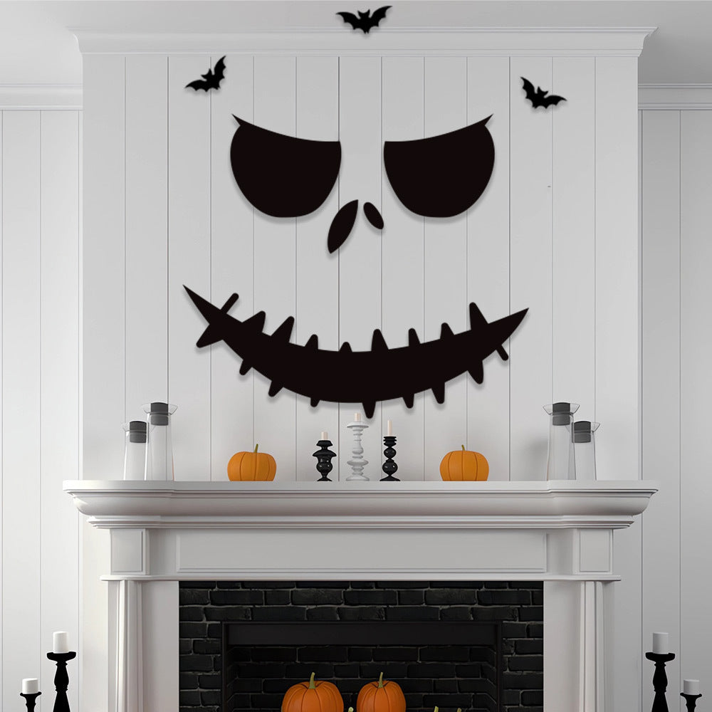 Large-format self-adhesive wall sticker spooky zombie with pumpkin silhouette