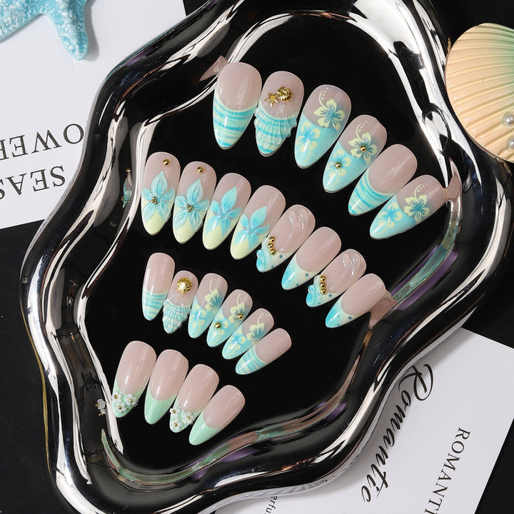 Artistic Tropical Floral Press-On Nail Set Kalsten