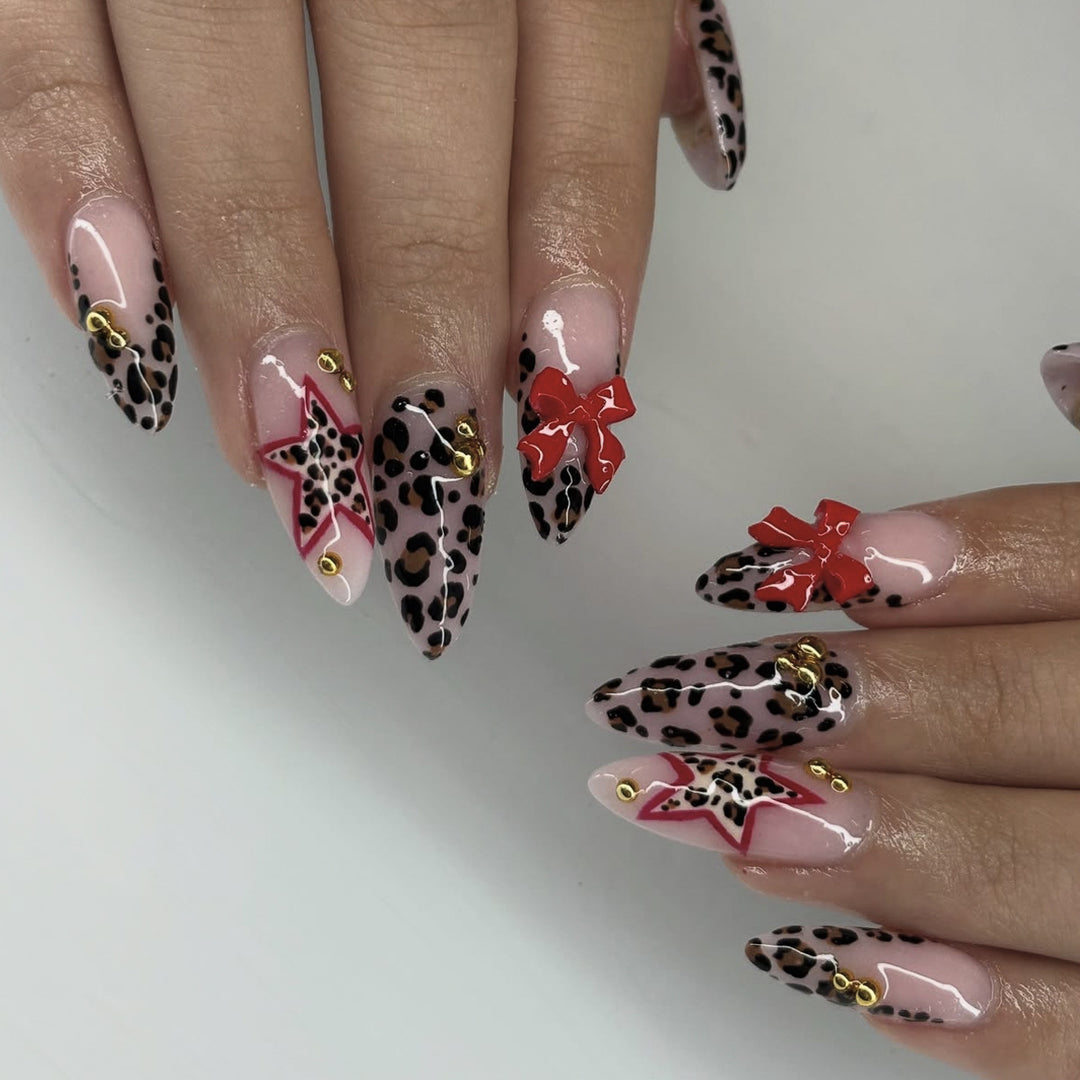 Fierce Leopard Print Stiletto Nail Art Extensions Kalsten