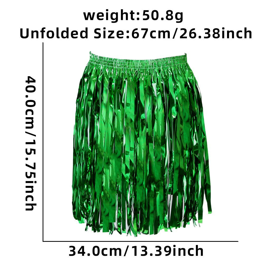 Women's nan metallic foil fringe hula skirt with elastic waistband party costume Kalsten