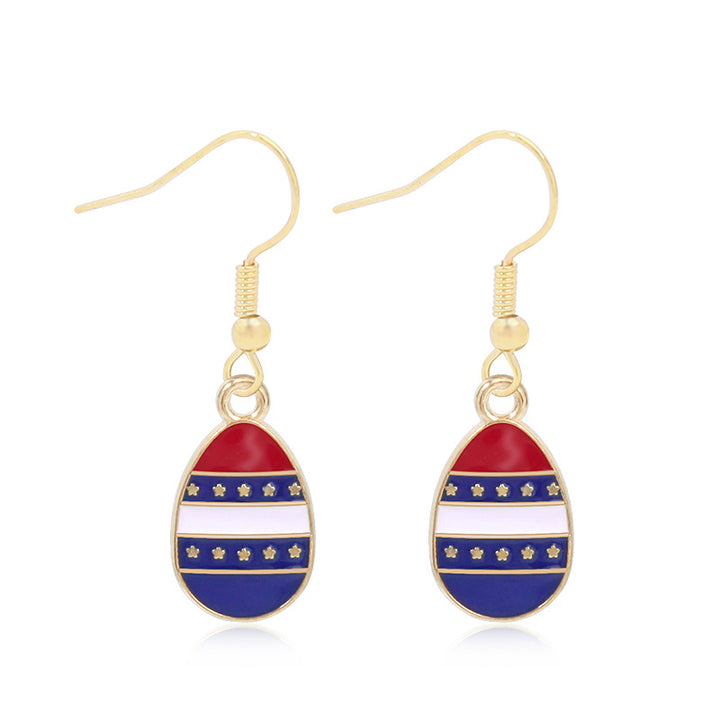 Women's star-shaped enamel earrings with USA flag motif and gold-plated fish Kalsten