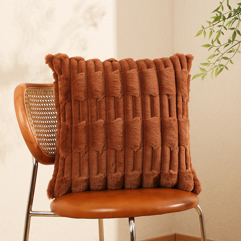 Luxurious Textured Faux Fur Throw Pillow