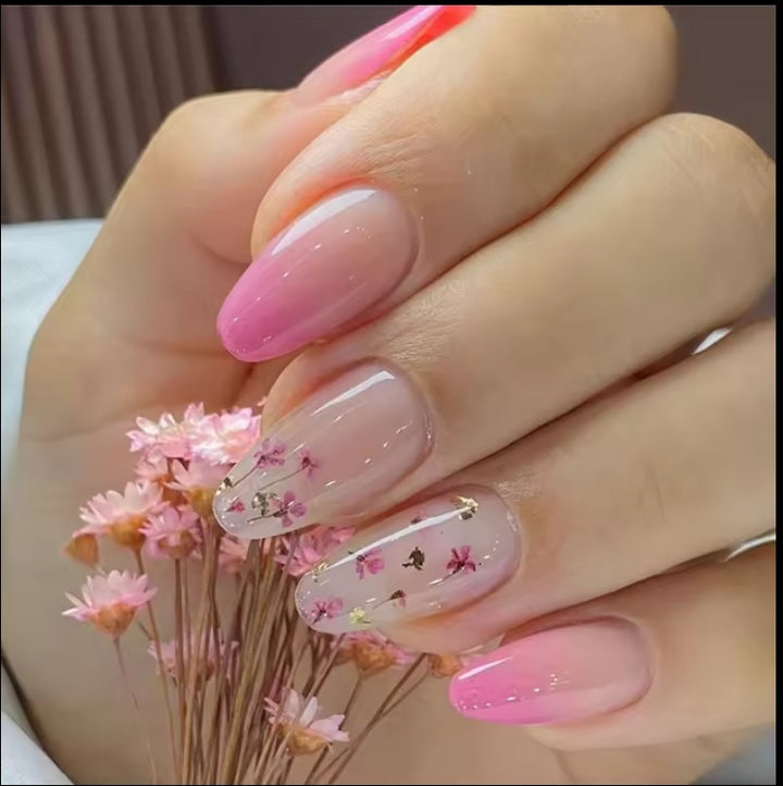 DIY Press-On Nail Art Set with Flower Design Kalsten