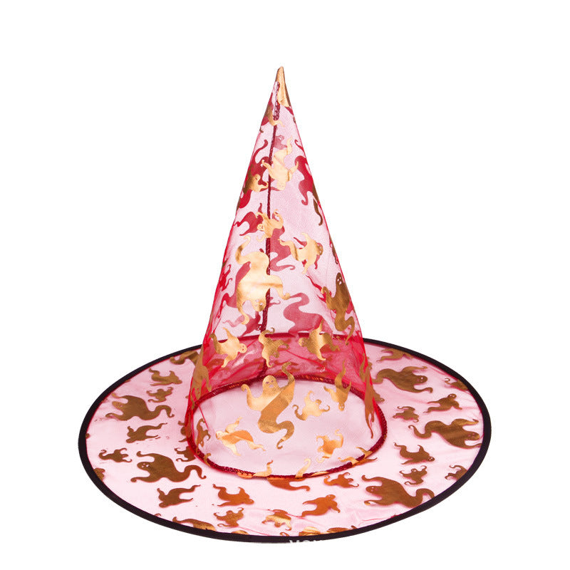 Halloween Themed Witch Hat with Decorative Patterns