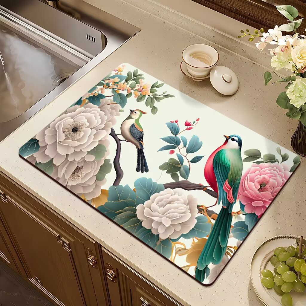 Artistic Floral Design Kitchen Mat Kalsten