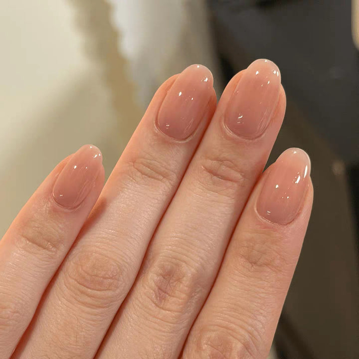 Glossy Natural Almond-Shaped Press-On Nail Tips Kalsten