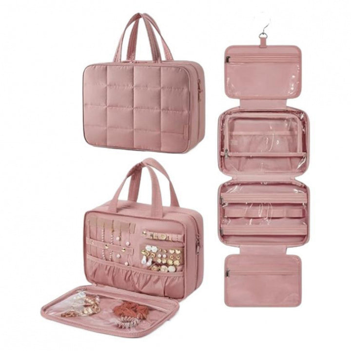 Jewelry Organizer Bag with Removable Hook and Transparent Compartment Division Kalsten