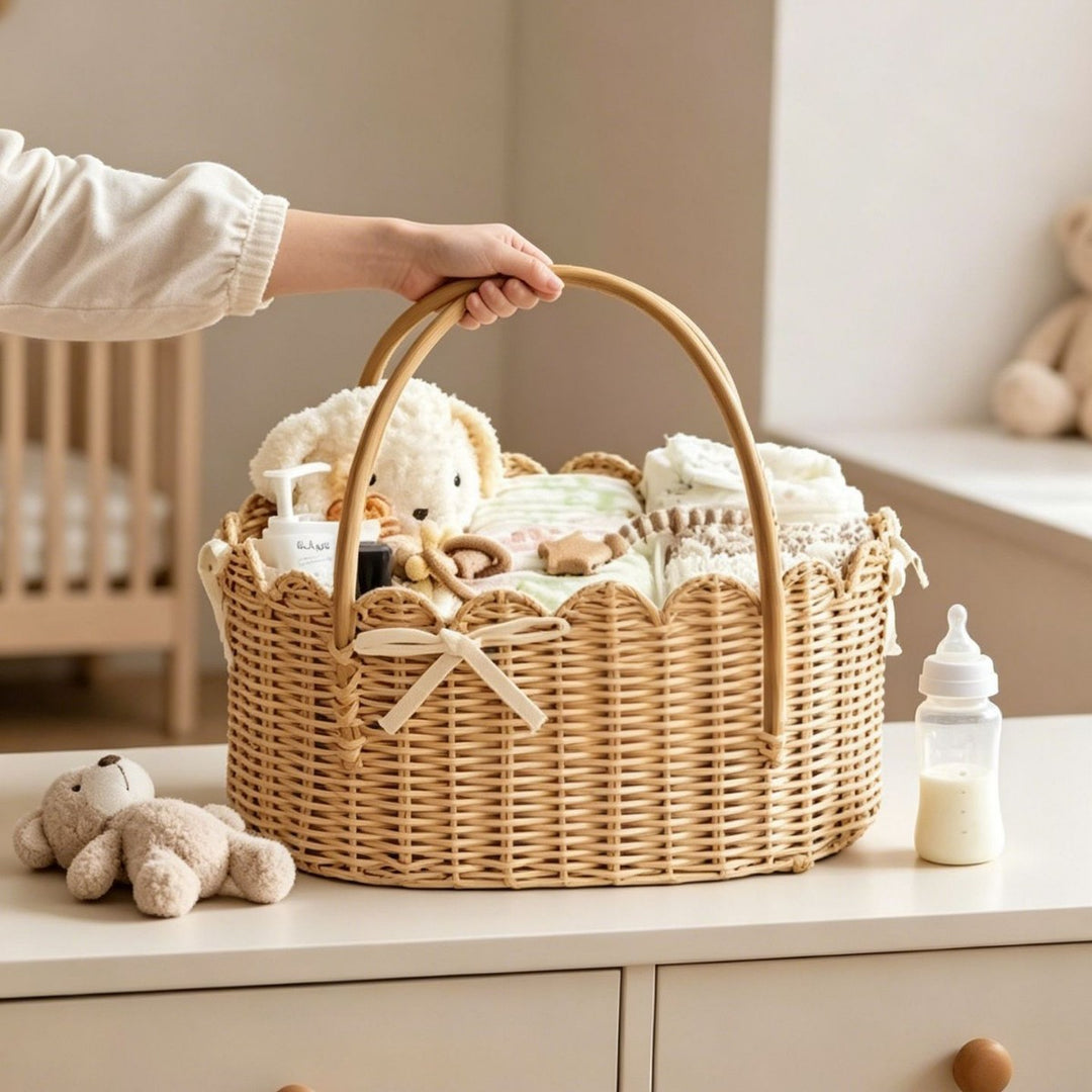 Decorative Woven Storage Basket with Scalloped Edges Kalsten