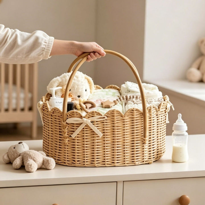 Decorative Woven Storage Basket with Scalloped Edges Kalsten