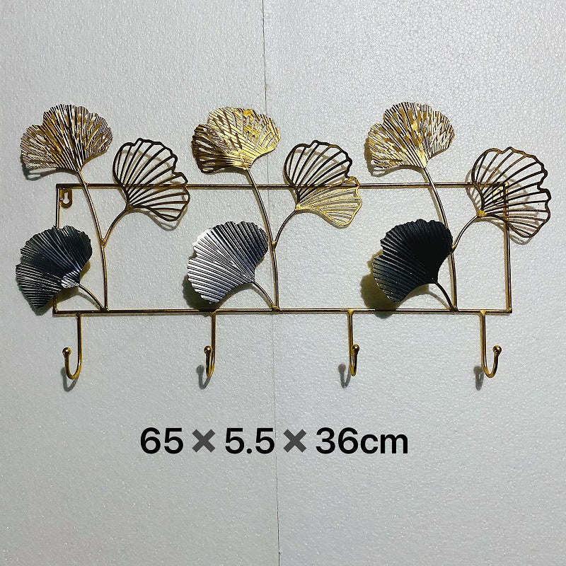 Decorative Metal Wall Hook Rack with Ginkgo Leaf Design Kalsten