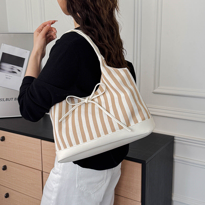 Striped Casual Tote Bag