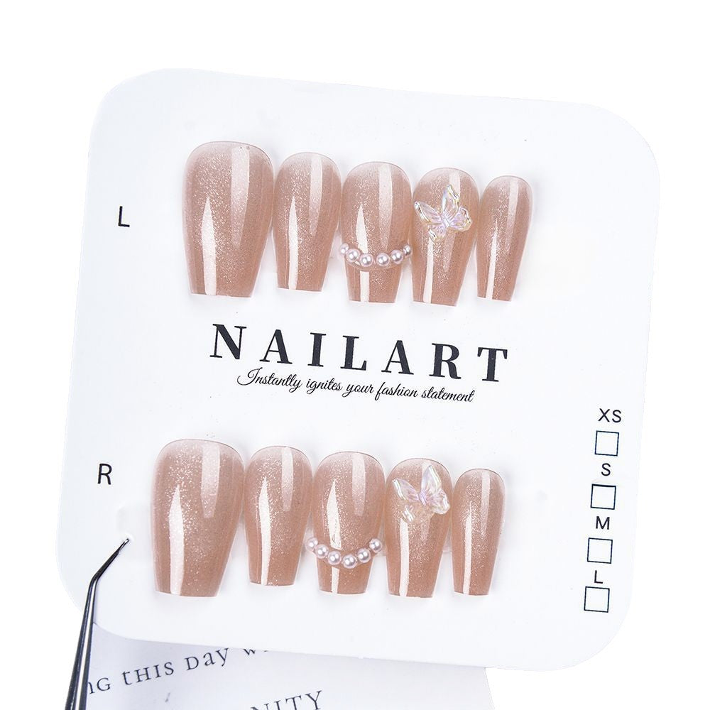 Elegant Stiletto Press-On Nails with Decorative Floral Accents Kalsten